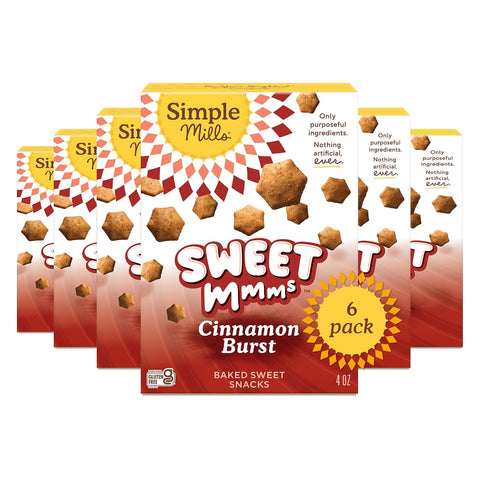 Simple Mills Cinnamon Burst Sweet Mmms Baked Sweet Snacks, Bite-Sized Gluten Free Cinnamon Snacks Sweetened with Coconut Sugar, Light and Airy Crispy Texture, 1 Pack, 4 oz