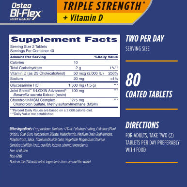 Osteo Bi Flex Triple Strength Vitamin D Coated Tablets 80 ea