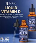 Dr. Berg Maximum Strength Vitamin D3 K2 Liquid Drops with MCT Oil 5000 IU Liquid Vitamin D3 with K2 Supports Strong Bones Heart Energy Immunity and Overall Vitality* Unflavored 1 Fl Oz