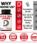 Dedicad 2400Mg Organic Irish Sea Moss Capsules Combined With Burdock & Bladderwrack - Seamoss Pills Support For Digestive Health