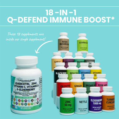 Quercetin 1000mg Zinc 50mg Vitamin C 1000mg Vitamin D 5000 IU Bromelain Elderberry - Lung Immune Defense Support Supplement with Artemisinin, Sea Moss, Echinacea, Garlic Immunity Allergy Relief