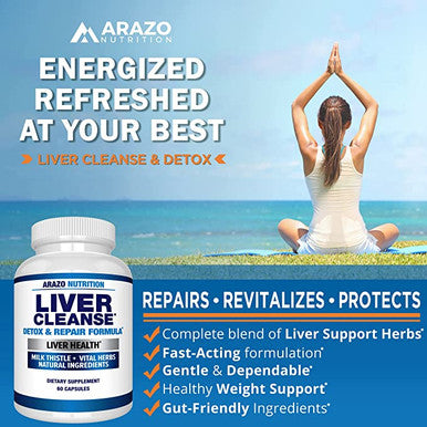 Liver Cleanse Detox & Repair Formula - Arazo Nutrition - 60 capsules