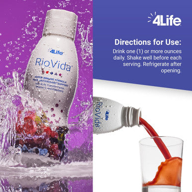 4Life Transfer Factor RioVida Tri-Factor Formula - Liquid Immune System and Antioxidant Support with Vitamin C Elderberry Blueberry and Acai - Single Pack