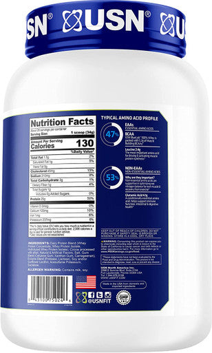 USN Supplements BlueLab 100 Percent Whey Protein Powder, Keto Friendly, Low Carb and Calorie, 2 lb