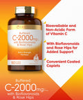 Carlyle Buffered Vitamin C | 2000Mg | 180 Caplets | With Bioflavonoids And Rose Hips | Vegetarian, Non-Gmo, And Gluten Free Suppl