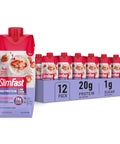 SlimFast Protein Shake, Strawberry- 20g Protein, Meal Replacement Shake Ready to Drink, High Protein with Low Carb and Low Sugar, 24 Vitamins and Minerals, 12 Count (Pack of 1) (Packaging May Vary)