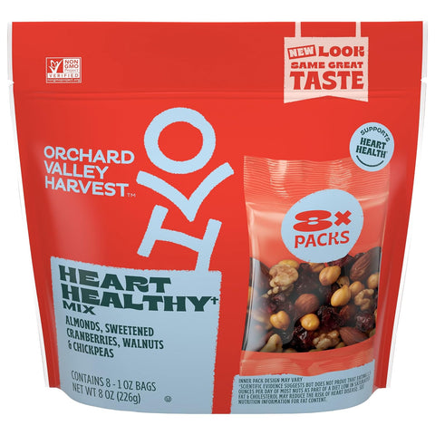 Orchard Valley Harvest Active Snack Pack Mix, 1oz Bags (Variety Pack of 30), Antioxidant Mix, Cranberry Almond Cashew, Omega-3 Trail Mix, Healthy Snacks for Adults and Kids, Gluten Free