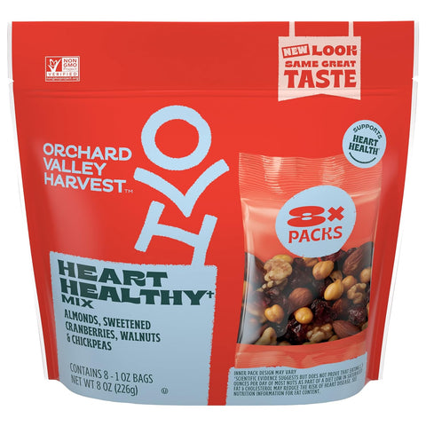 Orchard Valley Harvest Omega-3 Mix, 1 Ounce Bags (Pack of 15), Walnuts, Cranberries, Almonds, and Pistachios, Gluten Free, Non-GMO, No Artificial Ingredients, Healthy Snacks for Adults