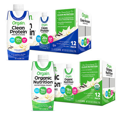 Orgain Grass Fed Clean Protein Shake Vanilla Bean Meal Replacement 11 oz 12 Count Organic Nutritional Shake Sweet Vanilla Bean Meal Replacement 16g Protein 21 Vitamins 11 Ounce 12 Count