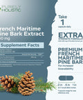 Purely Holistic Pine Bark Extract 350Mg 180 Vegan Capsules 95% Proanthocyanidins - French Maritime Pine Bark Extract - Non Gmo & Pesticide Free Antioxidant Supplement