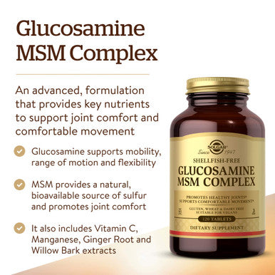 Solgar Glucosamine Msm Complex 120 Tablets - Promotes Healthy Joints - Supports Range Of Motion & Flexibility - Supports Collagen - Shellfish-Free - Gluten Free Dairy Free Kosher - 40 Servings