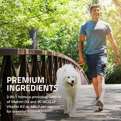 Bronson Vitamin K2 (Mk7) With D3 Supplement Non Gmo Formula 5000 Iu Vitamin D3 and 90 Mcg Vitamin K2 Mk-7 Easy To Swallow Vitamin D and K Complex 60 Capsules