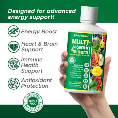Life's Fortune Liquid Multivitamin for Adults Men & Women Teens ÃƒÂ¢Ã¢â€šÂ¬Ã¢â‚¬Å“ High Absorption Daily Vitamins ÃƒÂ¢Ã¢â€šÂ¬Ã¢â‚¬Å“ Trace Minerals Amino Acids with Biotin L-Arginine Potassium ÃƒÂ¢Ã¢â€šÂ¬Ã¢â‚¬Å“ Tropical Flavor Sugar Free 32 oz