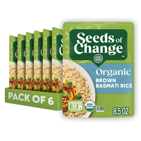 SEEDS OF CHANGE Organic Quinoa, Brown & Red Rice with Flaxseed, Microwaveable Ready to Heat, 8.5 Ounces (Pack of 6)