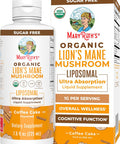 Maryruth Organics Organic Lions Mane Supplement by | Ultra Absorption Liposomal | Full Spectrum Lion's Mane Mushroom | 200mg Beta-Glucans Per Serving | USDA Organic | Vegan | 7.6 oz | 15 Servings