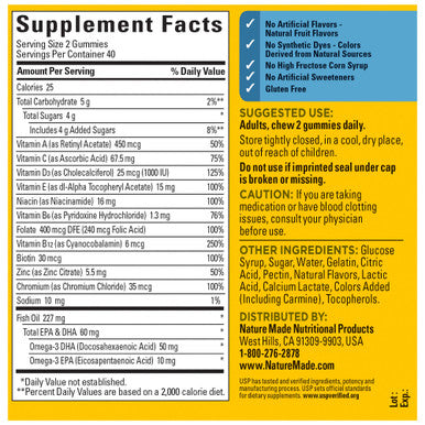 Nature Made Multivitamin For Him With Omega-3 Mens Multivitamins For Daily Nutritional Support Multivitamin For Men 80 Gummy Vitamins And Minerals 40 Day Supply