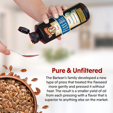 Barlean's Organic Lignan Flaxseed Oil Liquid Supplement From Cold Pressed Flax Seeds 7 230 Mg Ala Omega-3 Fatty Acids Cold Press Flax Seeds For Joint & Heart Health 32 Oz