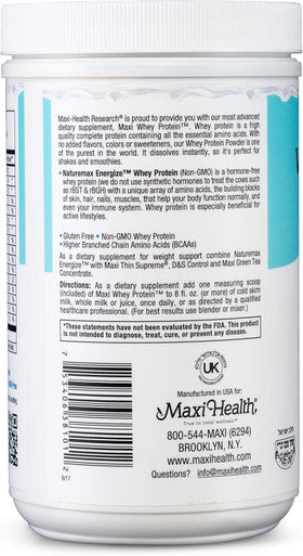 Maxi Health Naturemax Energize Whey Protein Powder and Meal Replacement Kosher Plain 1.03 Pound