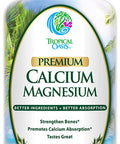 Tropical Oasis Liquid Calcium Magnesium - Natural Formula w/Support for Strong Bones - Liquid Vitamins w/Calcium, Magnesium & Vitamin D - up to 96% Absorption by The Body. - 16oz, 32 Ser,Clear