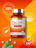Carlyle Chewable Vitamin D3 2000 Iu (50Mcg) Tablets | 180 Count | Natural Berry Flavor | Vegetarian, Non-Gmo And Gluten Free