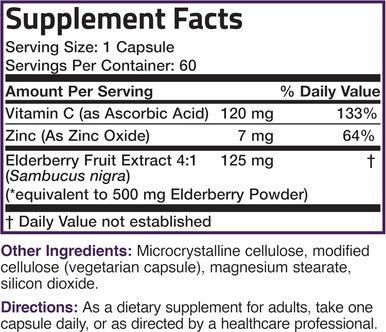 Bronson Sambucus Elderberry With Zinc & Vitamin C Triple Immune Support Complex Immune & Antioxidant Protection, Non-Gmo, 60 Vegetarian Capsules