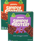 Simply Protein - Crispy Vegan Protein Bars Variety Pack, 3 Flavors - Plant Based, Protein Snacks - 13g Protein, 2g Sugar, 7g Fiber - Gluten Free, Non GMO, Kosher - 12 Bars