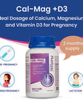 Pregnancy Calcium, Magnesium, Vitamin D3 Supplements - Prenatal Bone Strength, Helps Support Bone Health, Maintains Muscle Function - During, Pre- and Pro-Pregnancy, 60 Tablets - Nutronic