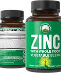Vegan Zinc Supplement With Vitamin C + Whole Food Blend Of 25 Vegetables And Fruits For Max Absorption. Zinc Supplements Zinc 30Mg Capsules, Pills, Tablets, Vitamins For Adults Both Men And Women