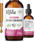 Wild & Organic Liver Cleanse Tincture - Liver Detox Formula with Milk Thistle Dandelion Root Chanca Piedra Stone Breaker Extract - Herbal Supplement - Vegan Sugar & Alcohol-Free Liquid Drops - 2 oz