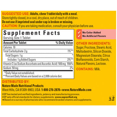 Nature Made Chewable Vitamin C 500 Mg Dietary Supplement For Immune Support 60 Tablets 60 Day Supply