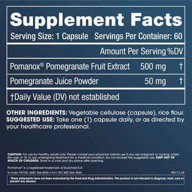 ProHealth Full Spectrum Pomegranate Supplement 60 Capsules Heart Support with Pomegranate Extract&Pomegranate Juice Powder