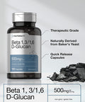 Beta Glucan 1 3D | 180 Capsules | Beta 1,3, 1,6 D Glucan | Non-GMO, Gluten Free Supplement | by Horbaach