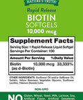 Biotin 10000mcg | 100 Softgels | Non-GMO Gluten Supplement | by Nature's Truth