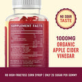 Organic Apple Cider Vinegar Gummies 60 Ct. Weight Digestion Detox Immunity Diet Support with ACV With The Mother Vitamin B6 B12 Folate Belly Fat Burner for Women Men Vegan 500MG