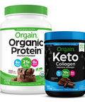Orgain Keto Collagen Protein Powder with MCT Oil Chocolate Grass Fed Hydrolyzed Collagen Peptides Type I and III 0.88 Pound Organic Plant Based Protein Powder Creamy Chocolate Fudge