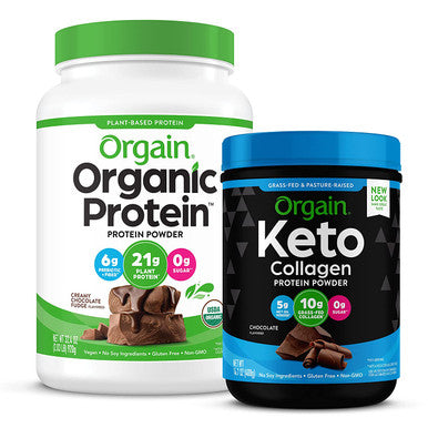 Orgain Keto Collagen Protein Powder with MCT Oil Chocolate Grass Fed Hydrolyzed Collagen Peptides Type I and III 0.88 Pound Organic Plant Based Protein Powder Creamy Chocolate Fudge