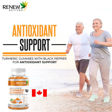 Renew Actives Turmeric Gummies - Antioxidant-Rich Formula With Black Pepper For Enhanced Wellness & Vitality | Easy-To-Swallow - 60 Gummies
