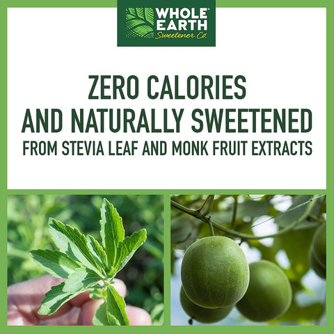 Whole Earth Stevia & Monk Fruit Sweetener Bundle (400 Count Packets + 9.8 Ounce Jar)