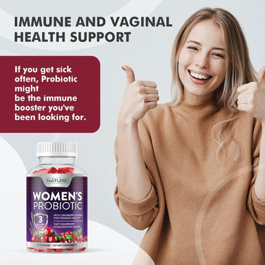 Built Nature Built By Nature Probiotics For Women Gummies 3 Billion Cfu, 6 Probiotic Strains With Cranberry Supplement, Digestive, Immune, Vaginal & Urinary Health, Shelf Stable, 60 Gummy