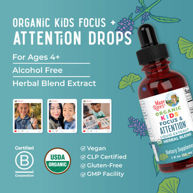 MaryRuth Organics Kids Brain Supplements for Memory and Focus and Attention 30 ML