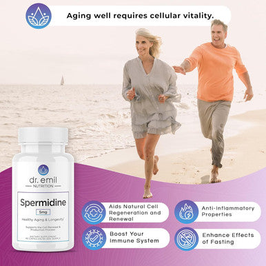Dr. Emil Nutrition Spermidine 5Mg - Spermidine Supplements For Men & Women - Aging Supplement With Pure Spermidine 3Hcl & Thiamin 20Mg - 60 Capsules, 30 Day Supply