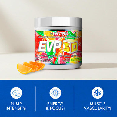 Evogen EVP 3D - Stim Free Pre Workout Powder for Men & Women | Sugar Free Non Stim Preworkout with Beta Alanine and Creatine for Energy & Pump | Citrus Candy | 40 Servings