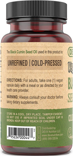 Deva Vegan Nutrition Black Cumin Seed Oil, Cold-Pressed, Unrefined, 90 Capsules (Pack of 3)