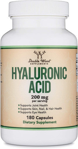 Hyaluronic Acid Supplement 180 Capsules Enhances Effects of Hyaluronic Acid Serum for Face 200mg Per Serving for Skin and Face Aging Support by Double Wood Supplements Acido Hialuronico