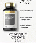 Potassium Citrate 99Mg | 200 Capsules | Non-Gmo And Gluten Free Supplement | By Carlyle