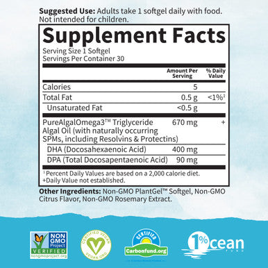 Garden of Life Dr. Formulated Prenatal Vegan Dha - Certified Vegan Omega 3 Supplement With 400Mg Dha + Dpa From Algal Omega 3 In Triglyceride Form Non-Gmo Algae Omega 3 For Vegans 30 Softgels