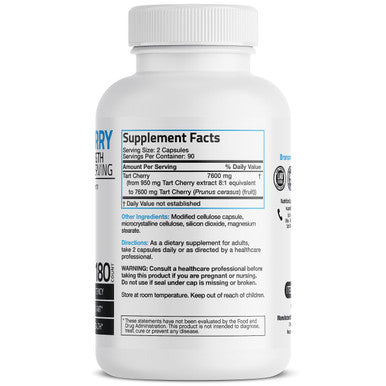 Bronson Tart Cherry Maximum Strength 7600 Mg, 180 Vegetarian Capsules (90 Servings)