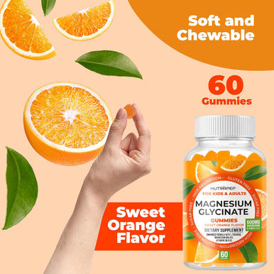 Magnesium Glycinate Gummies For Kids & Adults Women & Men - Sugar Gluten Non-Gmo Vegan Chewable Supplement