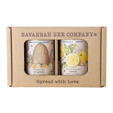 Savannah Bee Whipped Honey Gift Set - 12 oz Gourmet Honey Duo Set (12 Oz, Original and Lemon)
