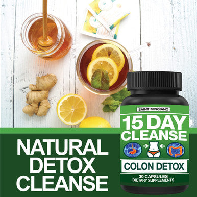 Saint Mingiano 15 Day Cleanse | Colon Detox With Natural Laxative For Constipation & Bloating. 30 Pills To Detoxify & Boost Energy | Extra-Strength Senna Leaf Supplements | Strong For Some People.